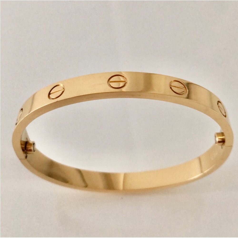 Gold Screw Motif Bangle Bracelet